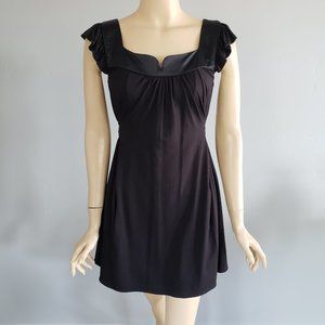 Bebe Black Flutter Sleeve Square Neck Mini Dress w/ Pockets XS NWT